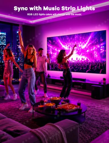 Image of MATICOD LED Lights for TV, 13.1ft TV Lights for 45-60in, Music Sync Color Changing Tv Backlight with Bluetooth Smart App Remote Control, USB Powered RGB 5050 RGB Strip Light for Xmas Decor