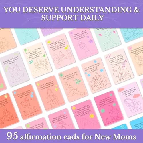 Image of Rethink 95 Affirmation Cards for New Moms - Daily Support Deck for Strength, Grace, Self-Love and Mindful Motherhood - Thoughtful Gift for First-Time and Experienced Moms