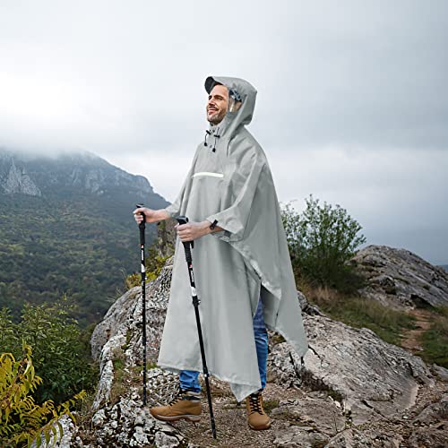 Image of Andake Waterproof Rain Poncho for Adults Unisex,230T Ripstop Polyester,Raincoat Gear with Transparent Viewing Window Outdoors