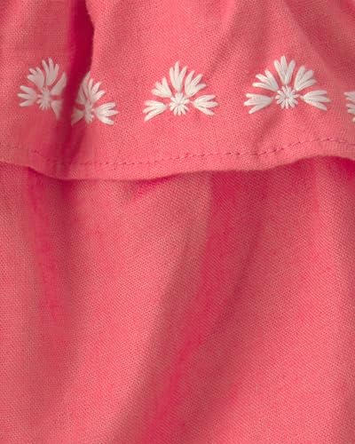 Image of Carter's Baby Girl 2-Piece Linen Sleeveless Top and Shorts Set | Breathable Summer Outfit for Baby Girls | Comfortable Casual Set for Everyday Wear