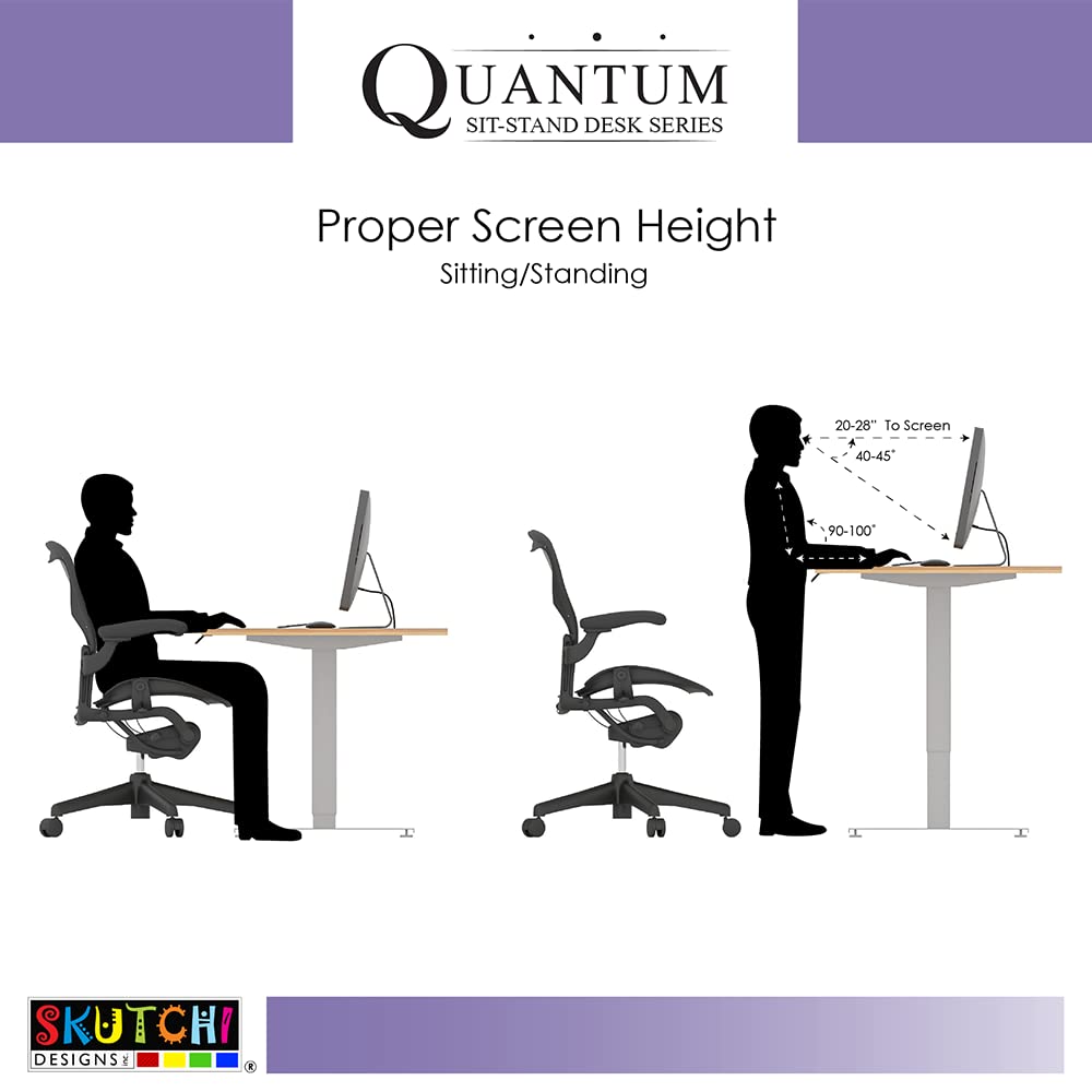 SKUTCHI DESIGNS INC. Quantum II Series V-Shaped Sit-Stand Desk | 120 Degree Electric Height Adjustable Desk | 72W X 72L | Asian Night: 6X6 Asian Night