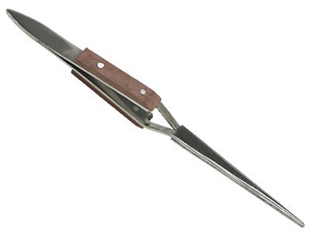 Reverse Tweezers with Wooden Grip Straight Tips for Jewellery Soldering Fore jewellers