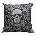 Jaysis Housse De Coussin Décoratif Happy Halloween Motif Imprimé Tête De Mort Crâne Taie d'oreiller Decoration Lin Carré Throw Pillowcase Deco Coussin De Canapé 45 x 45 Vintage Sofa Maison Oreiller