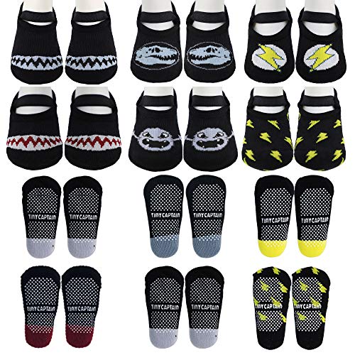 Baby Toddler Boys Grip Socks W/Straps Non/Slip 1 Year Old Gift (1-3 Year Old, Black)