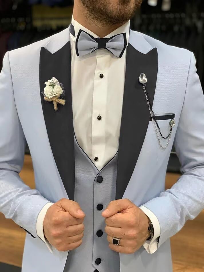 Wangyue Mens Tuxedo Suit 3 Piece Slim Fit Suit fot Men Wedding Formal Prom Tuxedo for Men Dinner Party2
