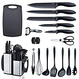 RAXCO Kitchen Knife Set with Kitchen Utensils,18 Pieces Knives Set for Kitchen with Cooking Utensils