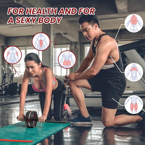 NESOHC-LLEW Upgraded Ab Roller Wheel. Abdominal Training Roller for Men/Women, Abdominal Wheels Widened to 3.4 \", Rubber Tread of The Abdominal Wheel Upgraded, Max Weight 490 lbs