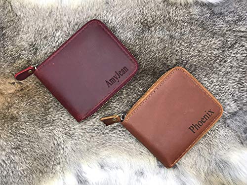 Personalized Leather Zipper wallet, Zip Around Wallet, Bifold Multi Card Holder Purse4