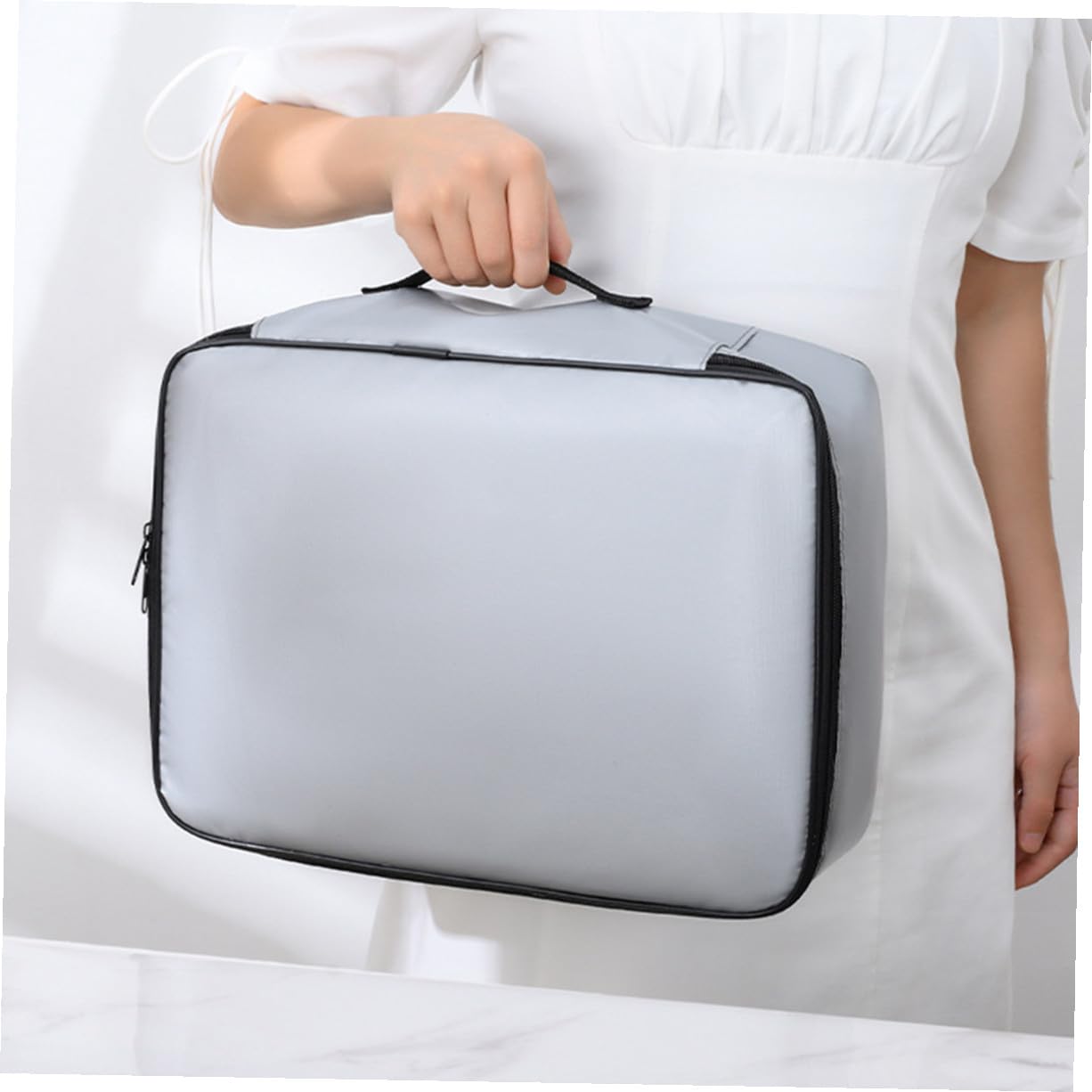 Borsa Porta Documenti Ignifuga Strati con Serratura e Zip Antifuoco Organizer da Viaggio Portatile Grande Capacità per Passaporti e File Custodia Sicura per Ufficio e Viaggi