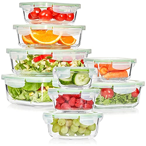 astor24 Glas-Frischhaltedosen-Set- Stapelbar - Aufbewahrungsbox - Luftventil -100% Auslaufsicher- und Gefrierschrank, Backofen geeignet - BPA frei (18 teilig) Cover