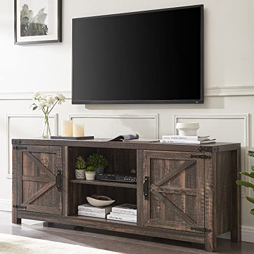 Farmhouse TV Stand for TVs Up to 75 inches with Storage Cabinets