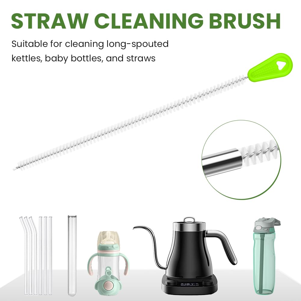 Vicloon 3Pcs Set di spazzole per biberon, Spazzola multiuso spazzola per borraccia spazzola per cannuccia cannucce per la pulizia di bottiglie d'acqua, tazze di vetro e thermos (verde)
