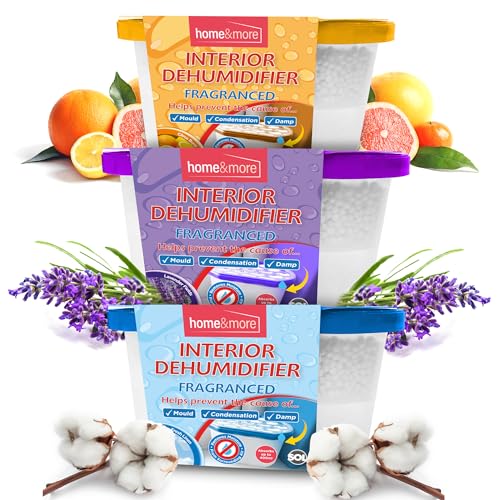 3pk 400ml Interior Dehumidifiers in Lavender, Citrus or Fresh Linen | Windor Moisture Absorber for Home, Wardrobe, Damp Traps Condensation Absorbers Window, Damp Absorber Mini Dehumidifier Disposable