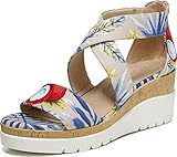 Naturalizer SOUL Women's Goodtimes Wedge Sandal Tan Floral 7 M