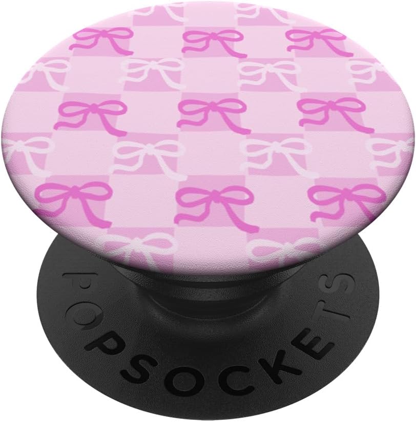 PopSockets Phone Grip – Pink & White Bow Checker PopSockets PopGrip for MagSafe