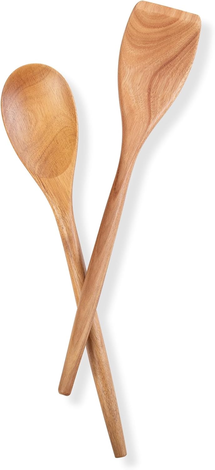GinSent Wooden Spoons for Cooking,14 Inch Comfort Grip Wood