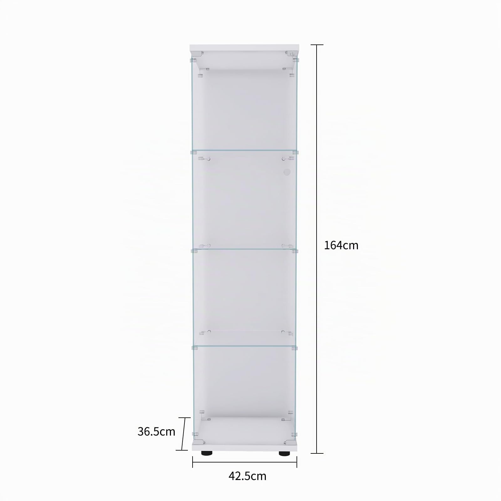 Vetrine di Vetro a 4 Strati, 1 Porta,Vetrinetta Espositiva con Serratura, Vetrinetta Espositiva a Colonna Vetrina Soggiorno con SerraturaVetrinetta in Vetro per Soggiorno 164×42.5×36.5cm