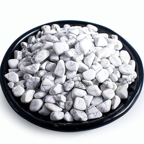 Image of Polished Howlite Crystal Chips Bulk 200 Pcs - 0.3 inch Small Tumbled Stone Chips Rocks, 10 oz Crushed Sea Glass Vase Filler Stones for Healing, Reiki, Crafting, Home Decor