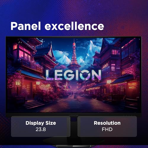 Lenovo Legion 24-10, 24 Inch IPS Full HD Gaming Monitor, 240Hz, 0.5ms, AMD FreeSyn Premium, NVIDIA G-Sync, 99% sRGB, Eyesafe, Dual HDMI, Display Port, Tilt, Swivel, Pivot, Height Adjust, Black view 2
