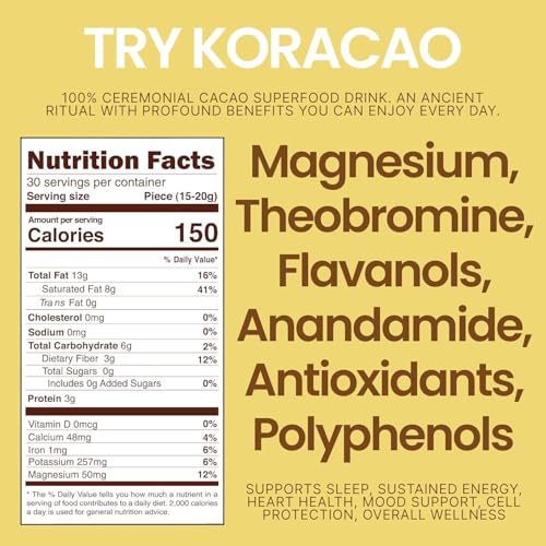 KORACAO Sustainably Harvested Cacao | Ideal Superfood for Everyday Bliss | Ceremonial Grade Cacao | Enhance Your Spiritual Journey with Ancient Superfood Delight - 2 Pound