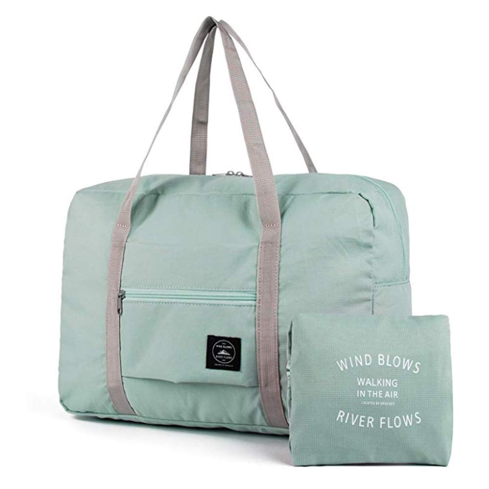 Travel Foldable Nylon Duffle Tote Bag - Portable Waterproof Lightweight Carry On Luggage Sport Folding Duffle Bag Weekender Overnight Gym Sports Bag For Women's Girl, Mint Green, 15 Cm-image-13