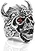 QAZXCV Personalizado Retro Rojo Ojo Bull Head Bull Bull Horn Skull Titanium Titanium Anillo Hombre Acero Inoxidable Ruby Eyes Skull Cross Anillo Caballeros Templarios Casco Guerrero Anillo,B,7