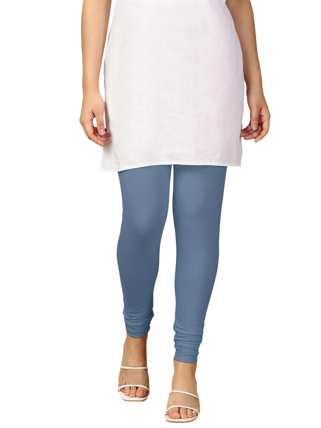 lux cozi PYNK Solid Premium Cotton Lycra Churidar Leggings for Women | Regular Fit Elastic Waist Full Length Women Leggings - Free Size-picture-16