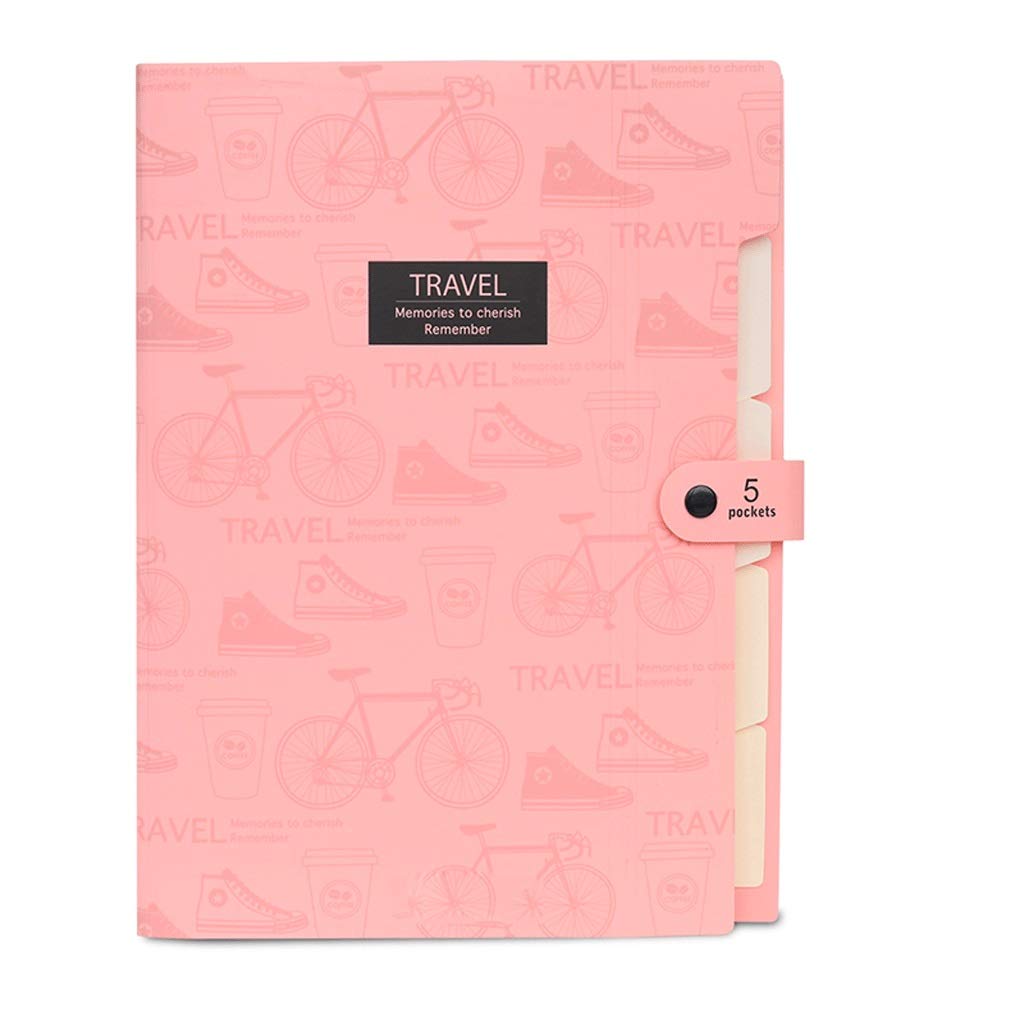 Dossier A4 multicouche en plastique rose pour rangement de factures