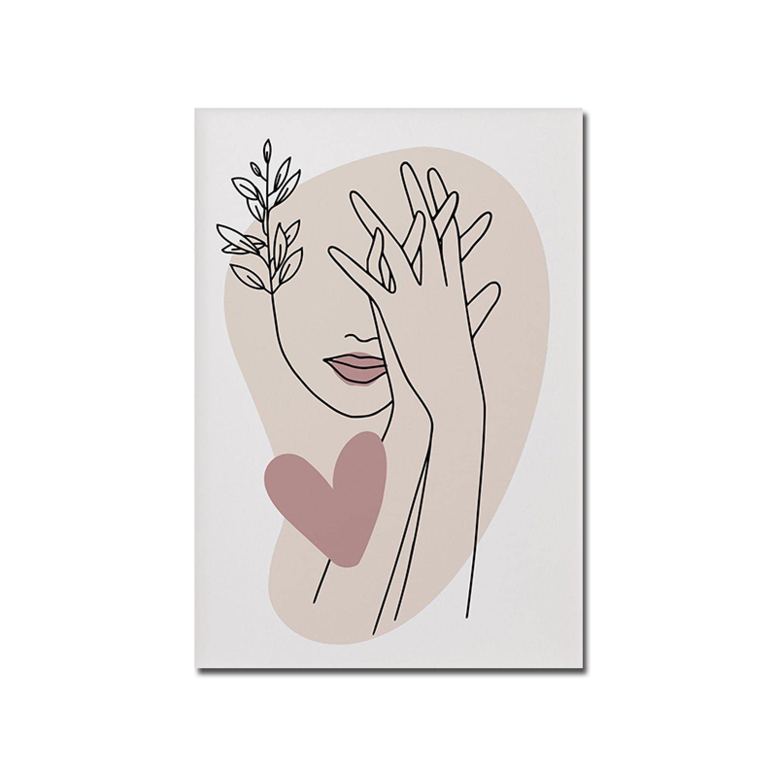 dsdsgog Linea Geometria Disegnare Poster Volto Femminile Rosa Tela Pittura Astratta Stampe D'arte Moderna Immagine Della Parete Per La Camera Da Letto Complementi Arredo Casa 60x80cmx2 Frameless