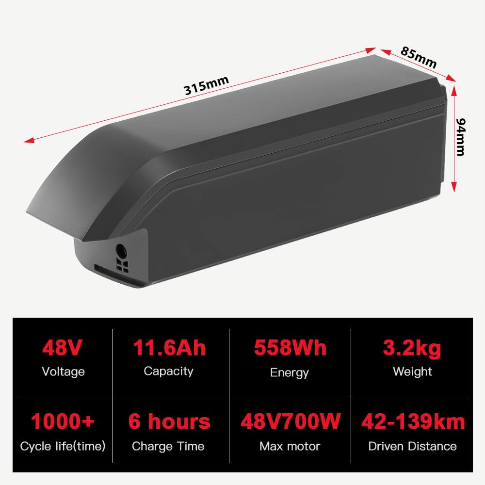 SEASON Ebike Batterie vélo électrique (SF-06S) 48V 11,6Ah /14Ah Batterie de Rechange JCEB480-11.6 pour E-Bikes Pedelecs Fischer, Bianchi