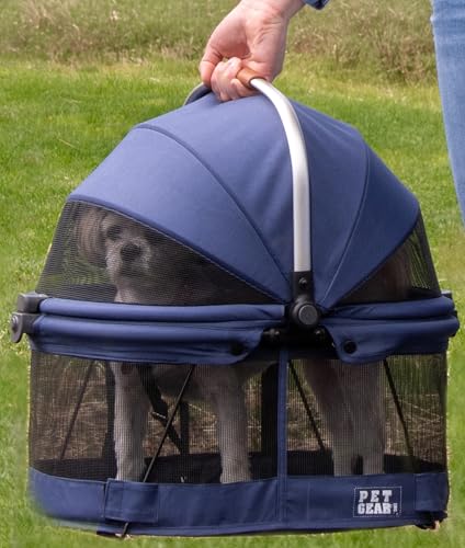 Pet Gear No-Zip View 360 ペットセーフティキャリア&カーシート 小型犬&猫用 プッシュボタンエントリー、ビュー360 20インチ、デニムの商品画像（Amazon）