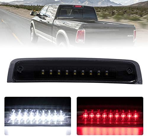 FieryRedHigh Mount Stop Light Third 3RD Brake Light Replacement for 2011-2016 Dodge Ram 1500 2500 3500, Waterproof-High Mount Rear Cargo Lamp Tail Brake Light (Smoke Lens)