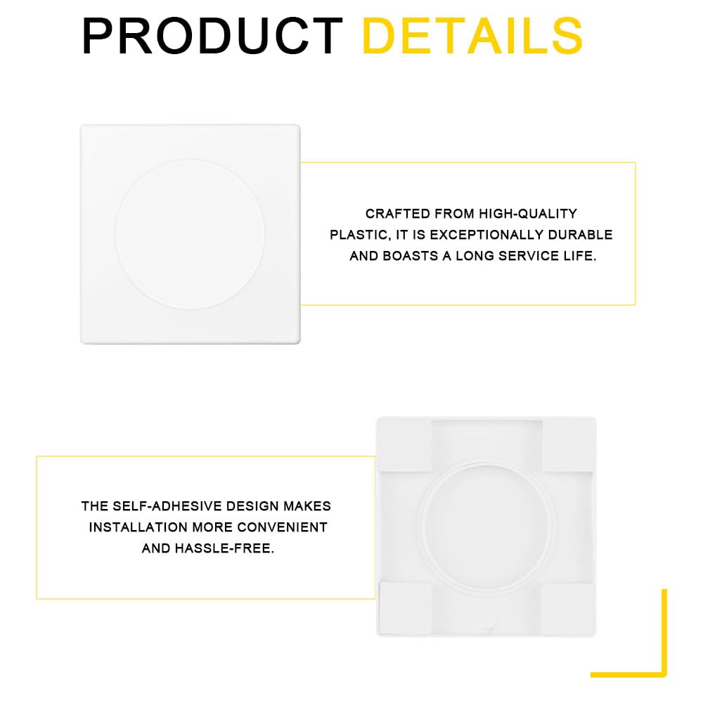 2Pcs Placa de Pared Decorativa,86 x 86 mm, Autoadhesivas Tapa Ciega Enchufe Pared, Cubierta para Enchufes con Orificio Extraíble para Enchufes o Interruptores no Utilizados(Blanco)