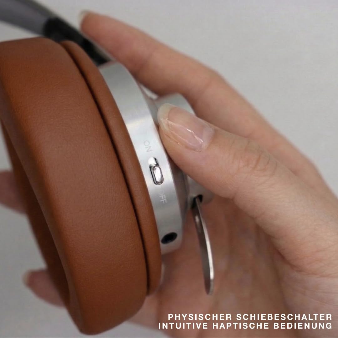 TELEFUNKEN ARCO Classic Edelstahl-Bluetooth-Kopfhörer – Ikonische Ganzmetall-Silhouette mit Luxus-Haptik – Beständiges Design-Statement & klare Bühnenabbildung (Braun)