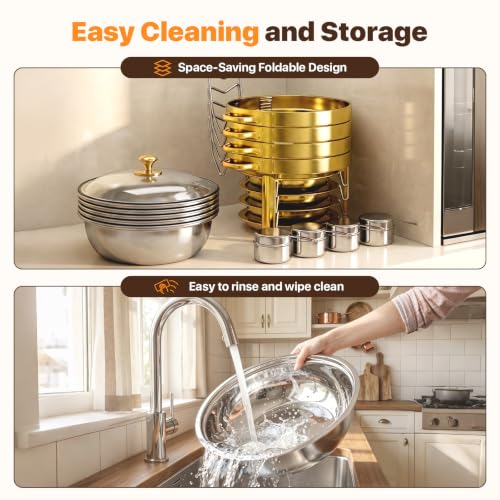 7QT Gold Round Chafing Dish 4 Pack for Buffet Serving Set - Image 5