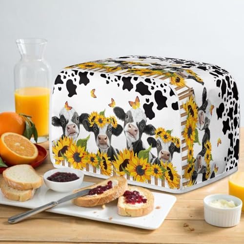 Image of 2 Slice Toaster Bread Machine Cover Kitchen Small Appliance Toaster Oven Dust Cover Dust Protection Universal Size Sunflower Cow Print
