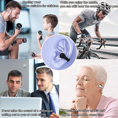 Mudtun Ear Clips Ear Buds, Clip On Headphones Ear Clip Bone Conduction Headphones Open Ear Earbuds For Small Ear Canals, Mini Light-Weight Clip On Earbuds For Sports Running Cycling Workout, Black #TOP6