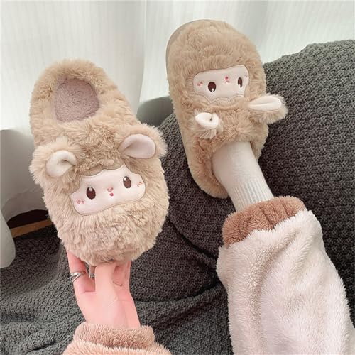 Indoor home anti slip thick sole plush warm men's and women's cotton slippers2