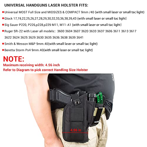 Gvn Universal Right Or Left Gun Laser Holster With Mag Holster Pouch For Smith&Wesson M&P 9Mm.40 Holster G17,19,22,26,27,32,33,38,39,43/Beretta Storm Px4/Sig Sauer/Ruger(With Laser) #TOP4