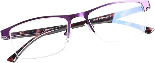 FONHCOO Lentes de lectura para mujeres y hombres, con bloqueo de luz azul, lentes de lectura de metal con medio marco para computadora para lectura