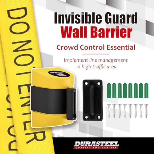 Barrière de ceinture rétractable murale DuraSteel avec boîtier ABS haute densité