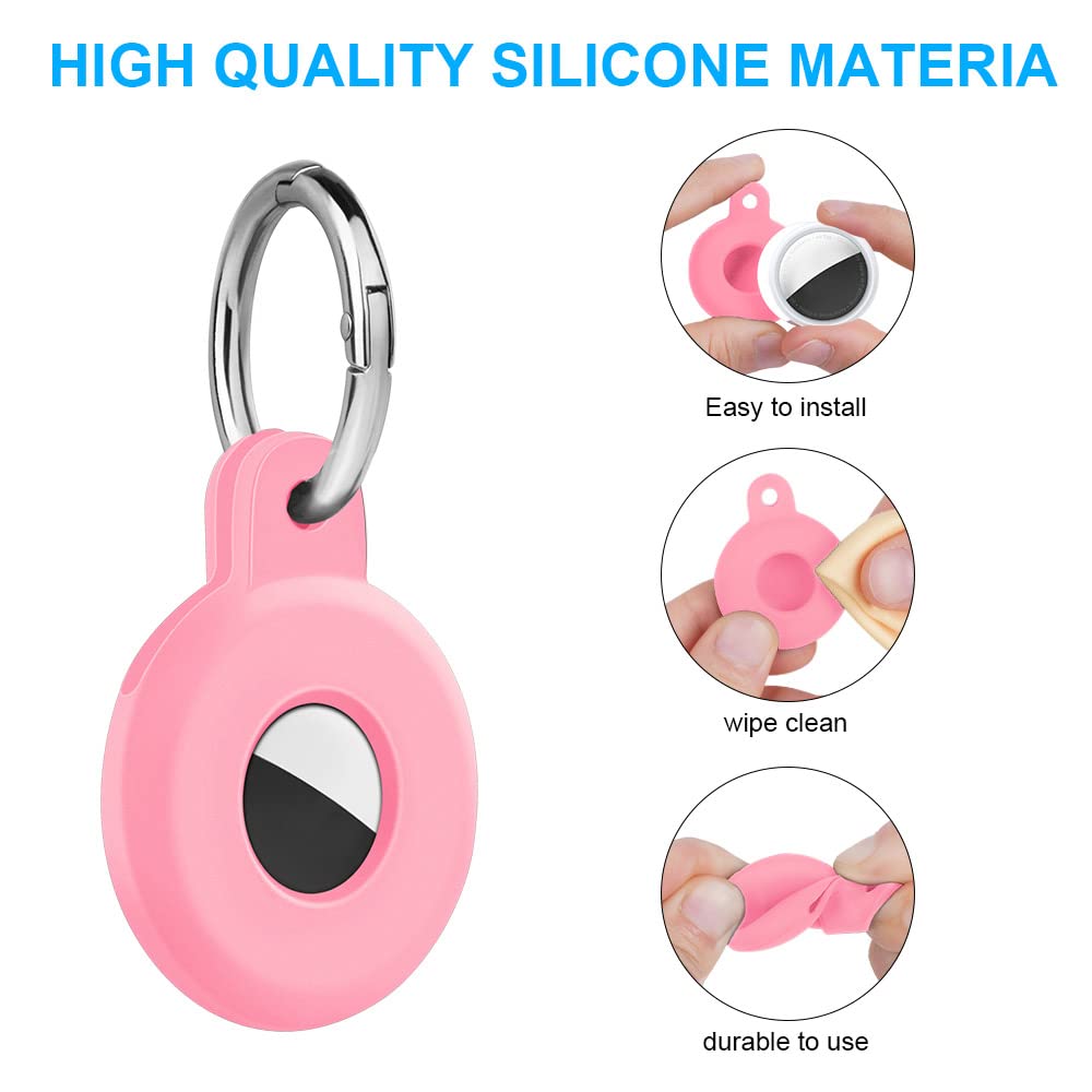 Ainiv Protective Case for AirTag, 1PC Thick Silicone Keyring Case Compatible with Apple Airtag, Durable Protective Holder Cover with Anti-Lost Key Ring, Pet Collar Locator Tracker Cover — view 2