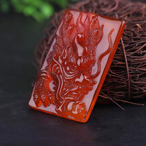 Collier pendentif dragon en agate rouge et jade, cadeau idéal pour elle et lui