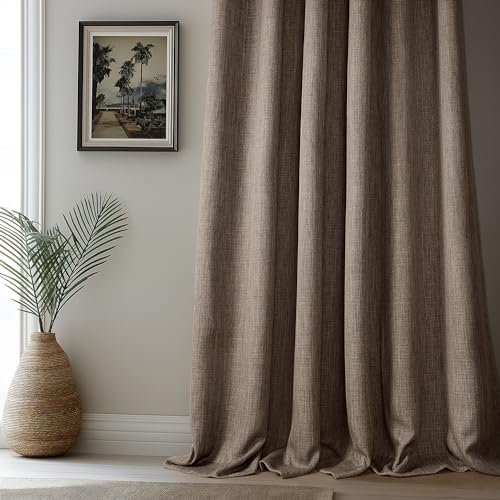 Image of HPD Half Price Drapes - Faux Linen Curtains for Living Room (1 Panel) - 50W X 84L - Textured Room Darkening Curtains for Bedroom 84 Inches Long - Drapes for Home Decor, Dark Gravel (Pack of 10)