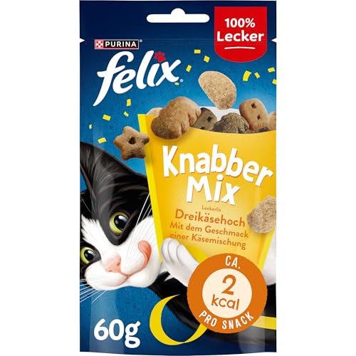 FELIX KnabberMix Dreikäsehoch Katzensnack, Knusper-Leckerlie mit Käsegeschmack, 8er Pack (8 x 60g) FELIX KnabberMix Dreikäsehoch Katzensnack, Knusper-Leckerlie mit Käsegeschmack, 8er Pack (8 x 60g)