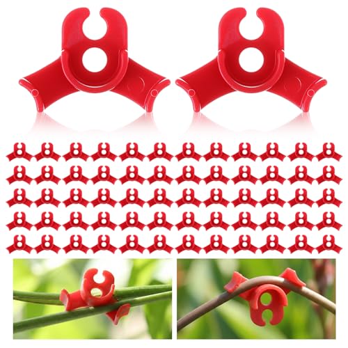 Nogeqi 60 Stück Pflanzenbieger 90 Grad Lst Clips Low Stress Training Clips Pflanzentrainer für Niedrige Belastung zum Biegen von Pflanzenstämmen Ändern der Wuchsrichtung Rot