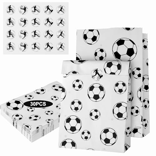 Soccer Snack Bags 30 Pack with Stickers & Treat Bags