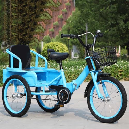 Triciclo Infantil con Carrito for Gemelos de 2 a 10 años. Triciclo Plegable for Llevar niños.(E)