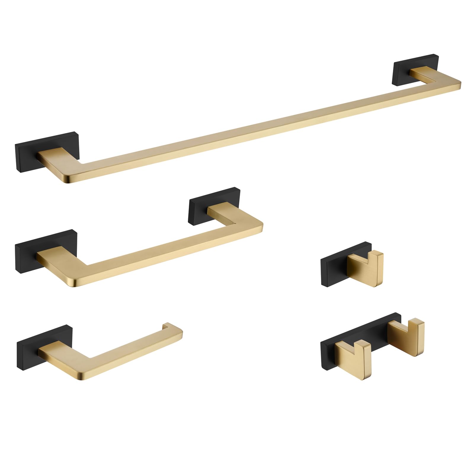 Accesorios de baño de acero inoxidable cepillado oro juego de toallero y gancho lujo