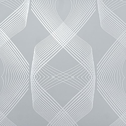 SOPHIE LAURENCE Grey Silver Ribbon Wave Wallpaper Glitter Shimmer Effect Textured Non-Woven - Paste The Wall Wallpaper